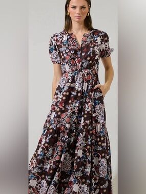 Sugarlips Journee Floral Morty Puff Sleeve Maxi Dress- New, Washed & Never Worn